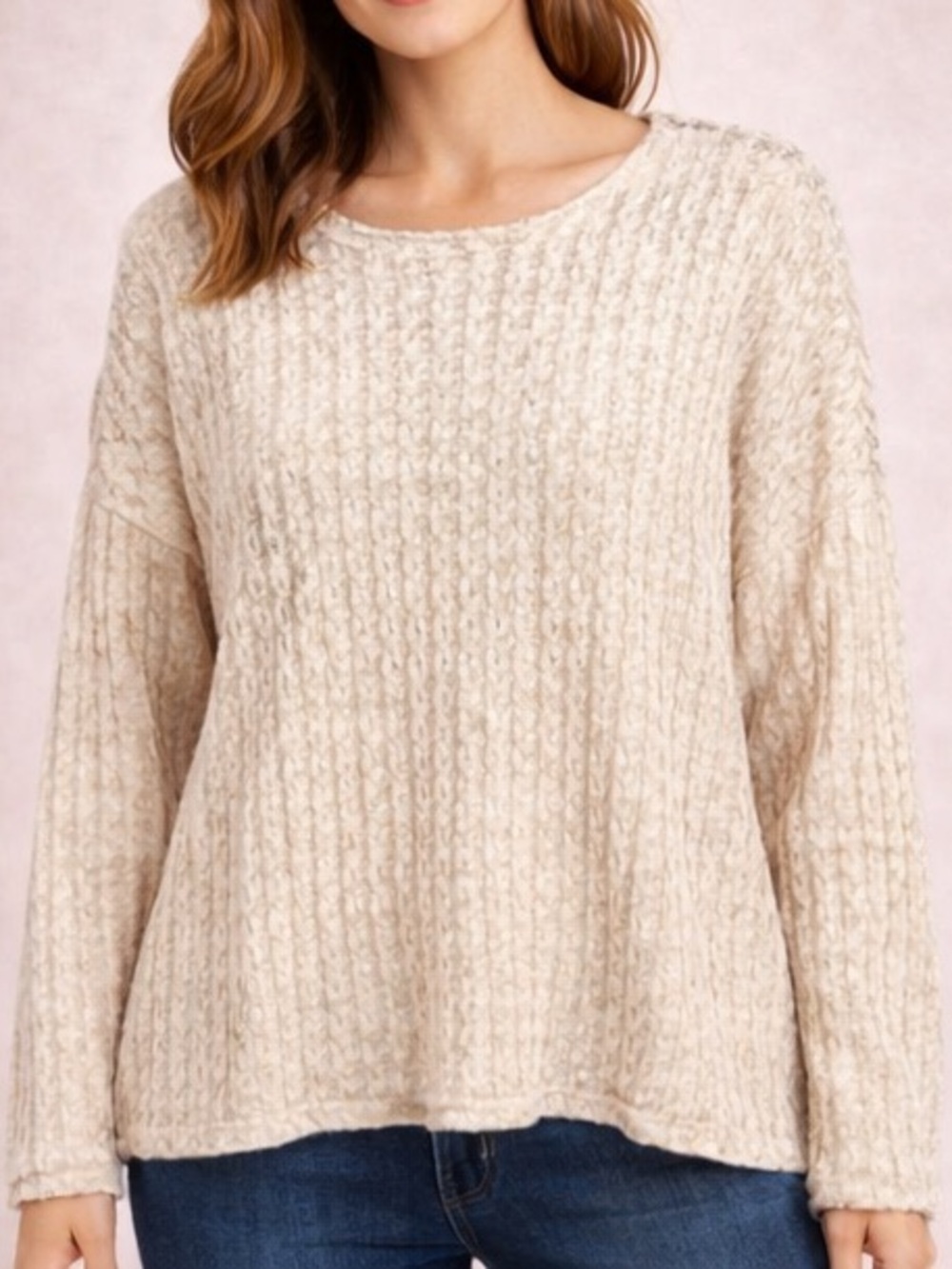 JCPenney Cream Brown Sweater - Size XL